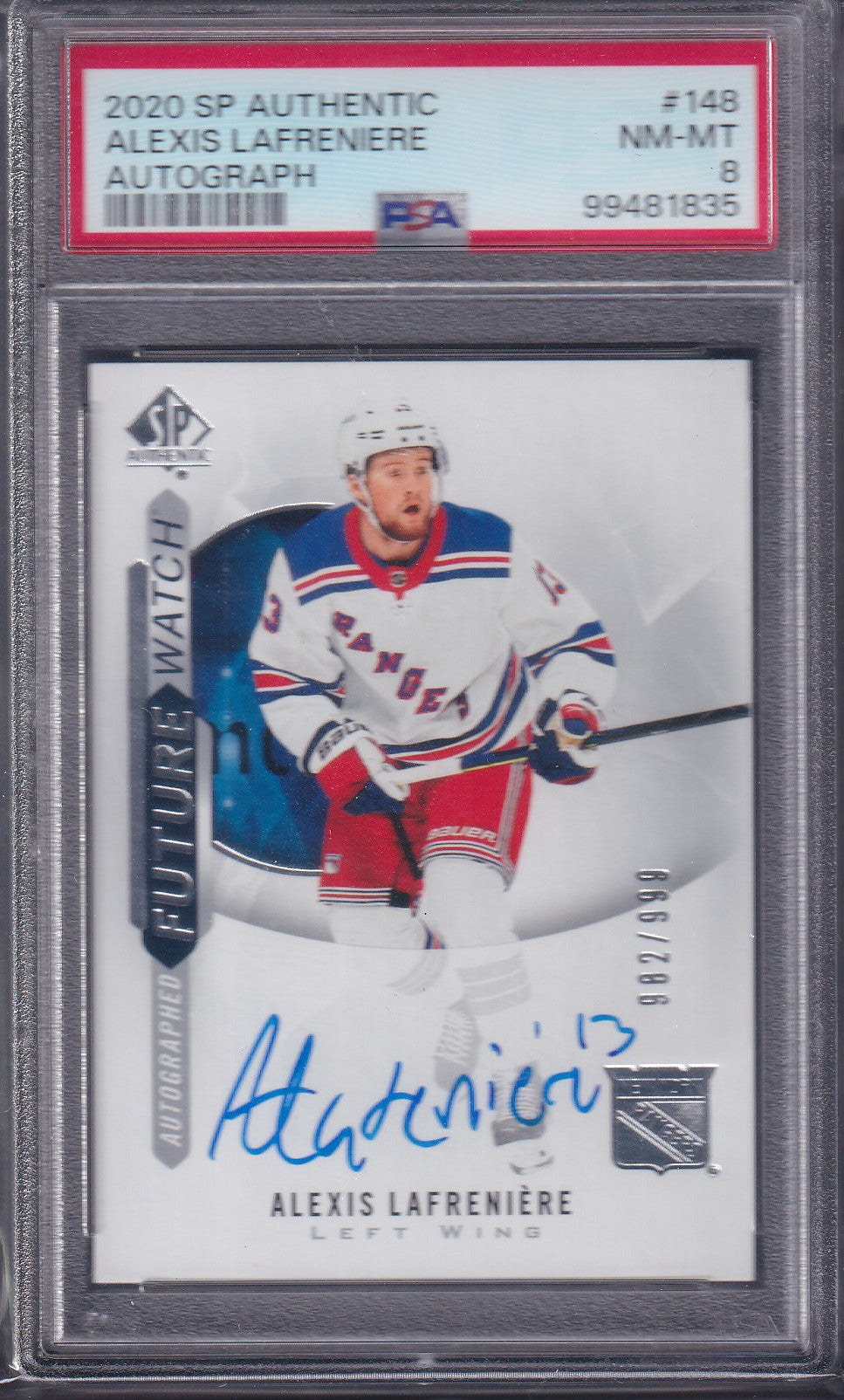 ALEXIS LAFRENIERE - 2020 SP Authentic Future Watch Auto #148, PSA 8