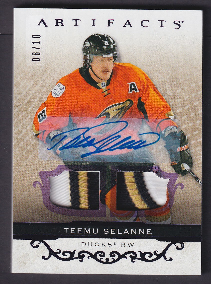 TEEMU SELANNE - 2021 Upper Deck Artifacts Auto Patch #147 JERSEY Match 8/10