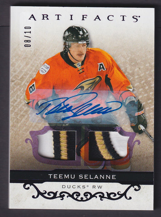 TEEMU SELANNE - 2021 Upper Deck Artifacts Auto Patch #147 JERSEY Match 8/10