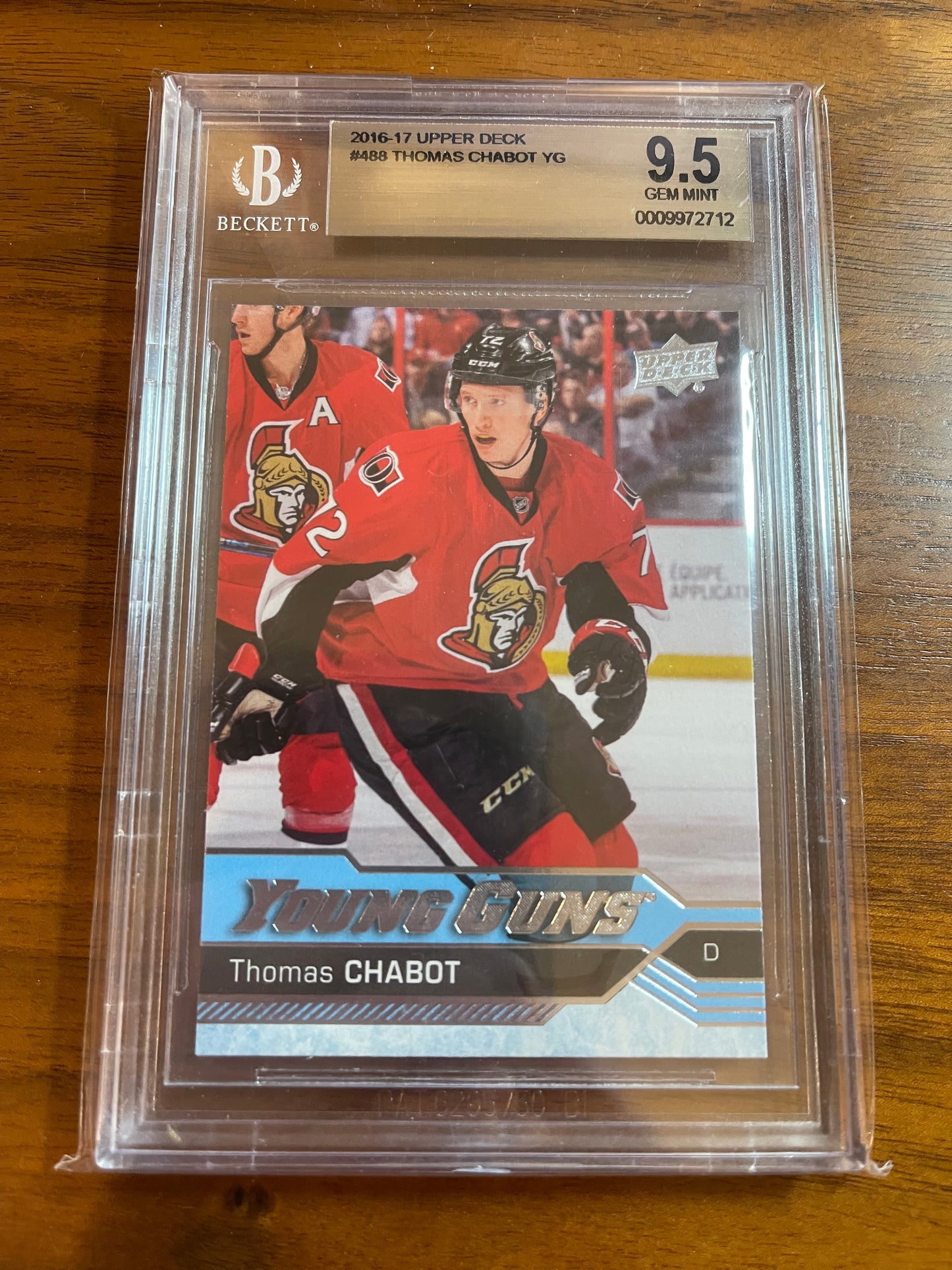 THOMAS CHABOT - 2016 Upper Deck Young Guns #488, BGS 9.5