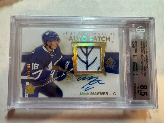 MITCH MARNER - 2016 SP Authentic Future Watch Auto Patch #148, /100, BGS 8.5/10