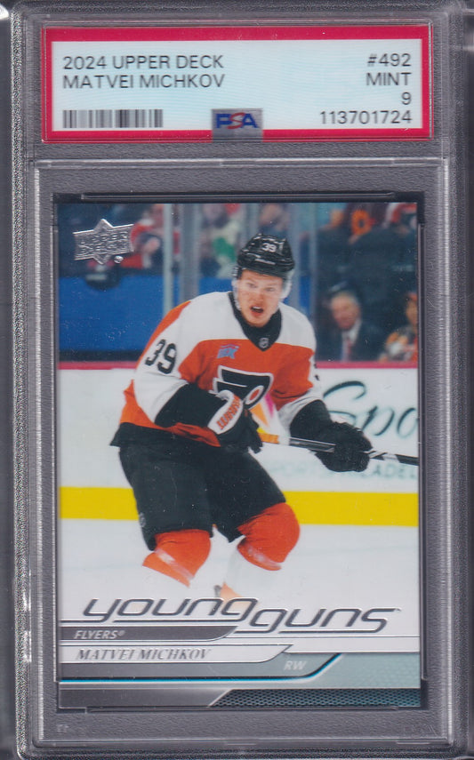 MATVEI MICHKOV - 2024 Upper Deck Young Guns #492, PSA 9