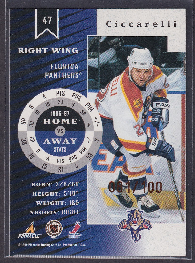 DINO CICCARELLI - 1997 Pinnacle Zenith Z Gold #47, 81/100
