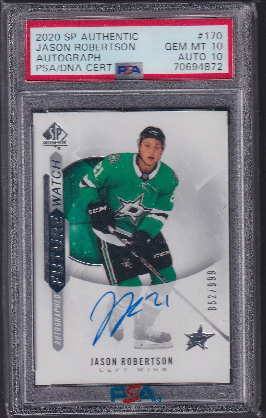 JASON ROBERTSON - 2020 SP Authentic Future Watch Auto #170, /999, PSA/DNA 10/10