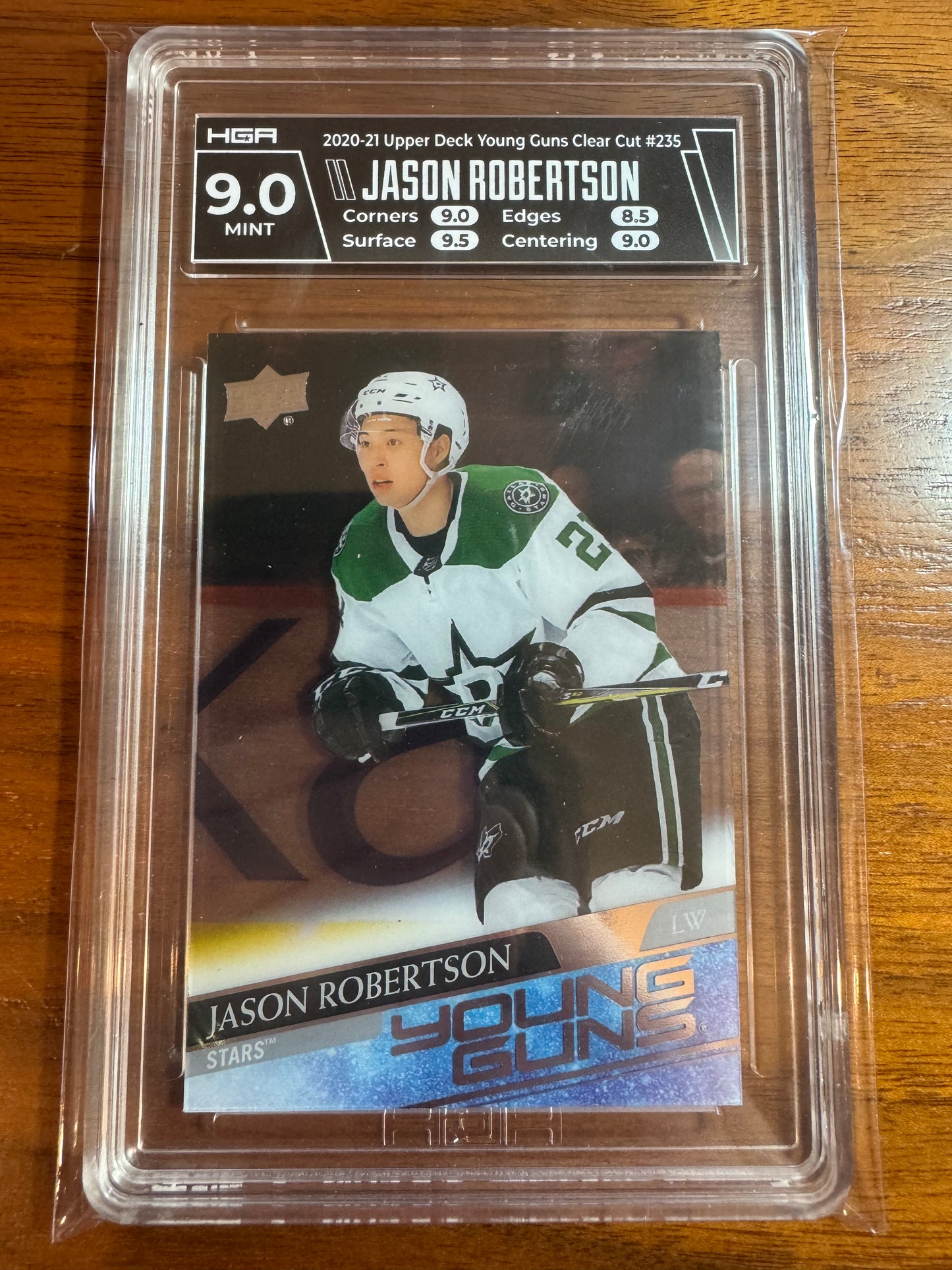 JASON ROBERTSON - 2020 Upper Deck Young Guns CLEAR CUT #235, HGA 9