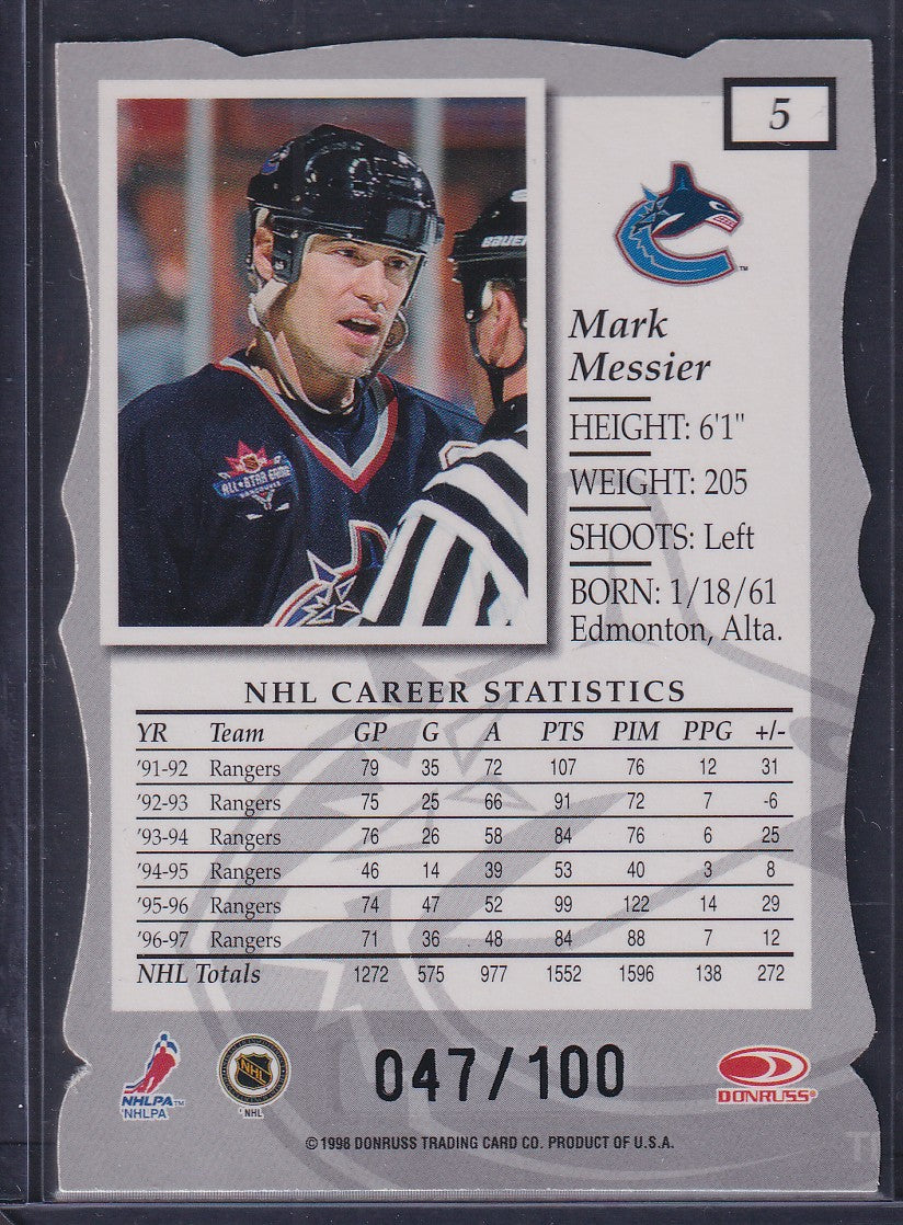 MARK MESSIER - 1997 Donruss Elite Status Die Cut #5, /100
