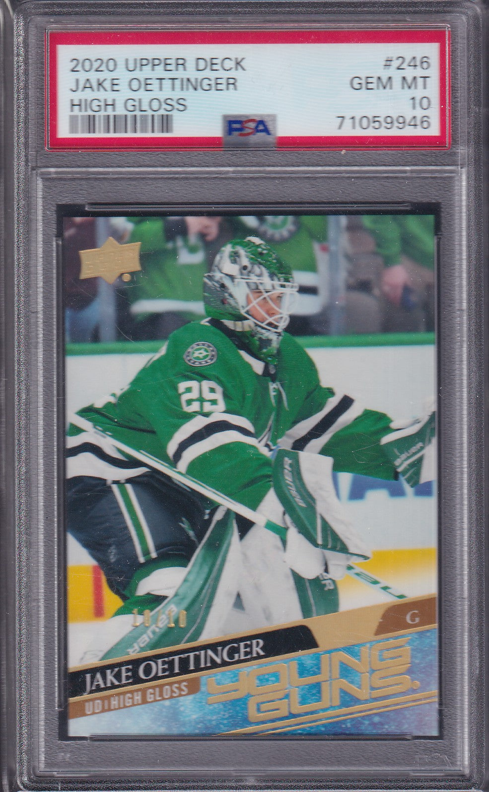 JAKE OETTINGER - 2020 Upper Deck Young Guns HIGH GLOSS #246, PSA 10