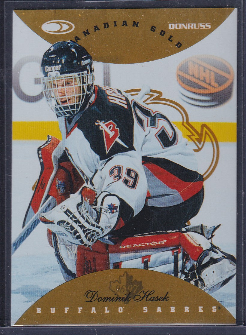 DOMINIK HASEK - 1996 Donruss Ice Canadian Gold Press Proof #60, /150 (top indent