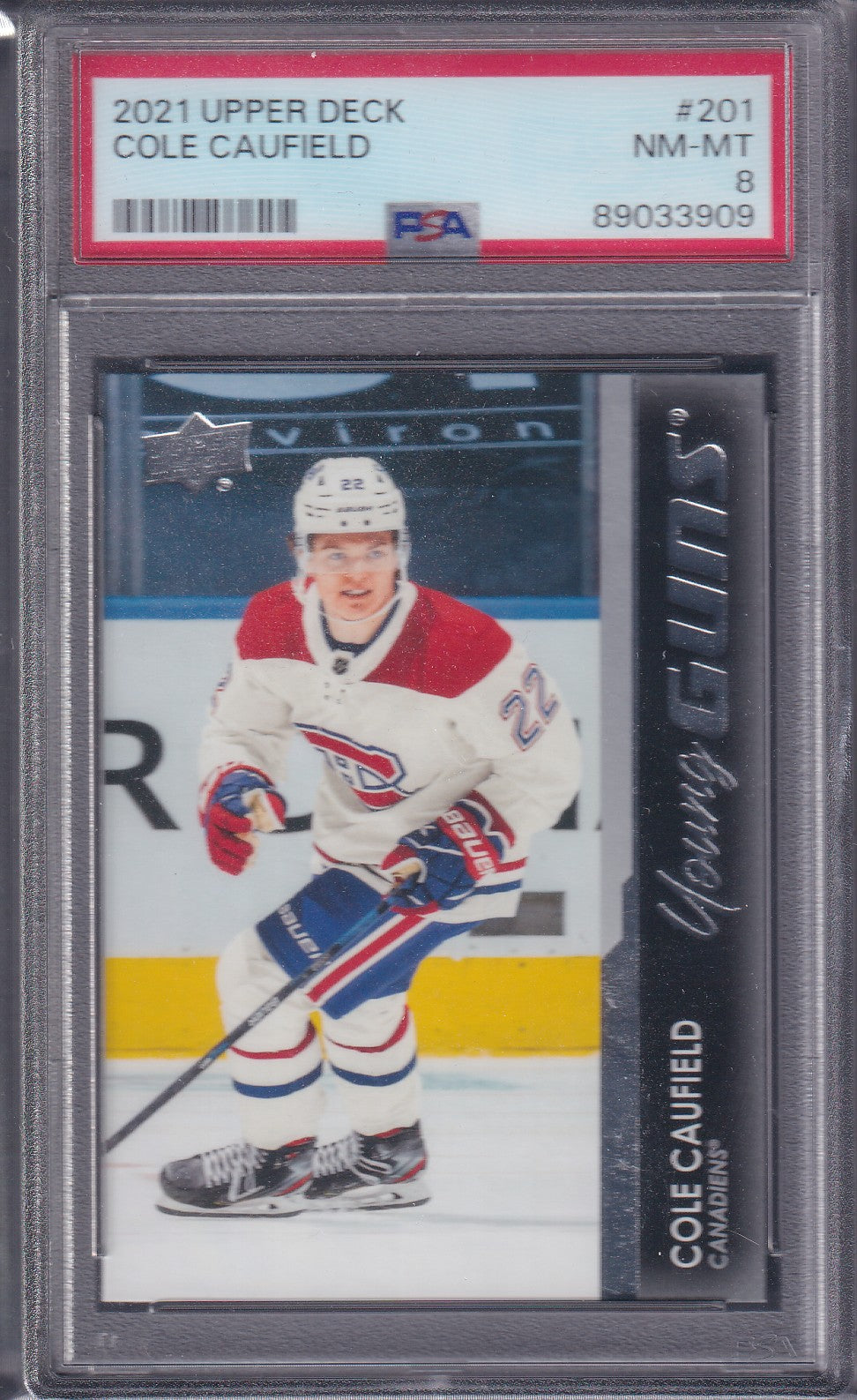 COLE CAUFIELD - 2021 Upper Deck Young Guns #201, PSA 8