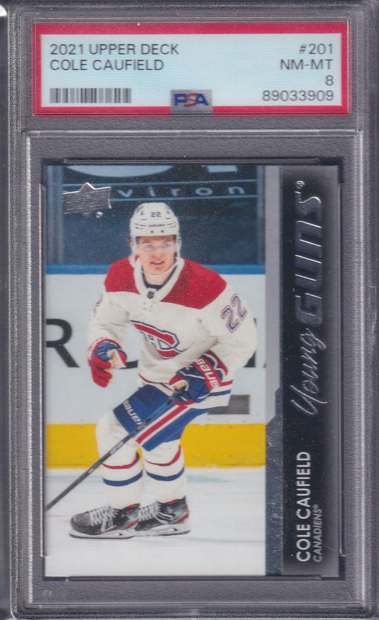 COLE CAUFIELD - 2021 Upper Deck Young Guns #201, PSA 8