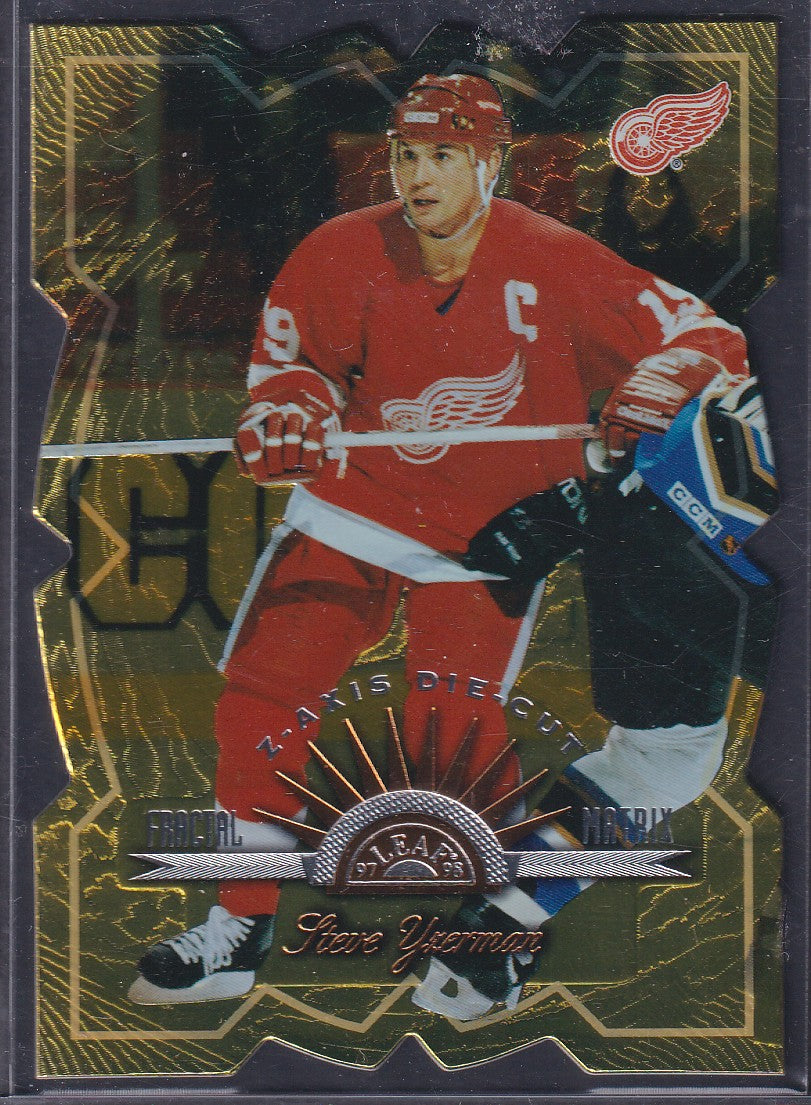 STEVE YZERMAN - 1997 Donruss Leaf Z Axis Fractal Matrix Die Cut #4, /100
