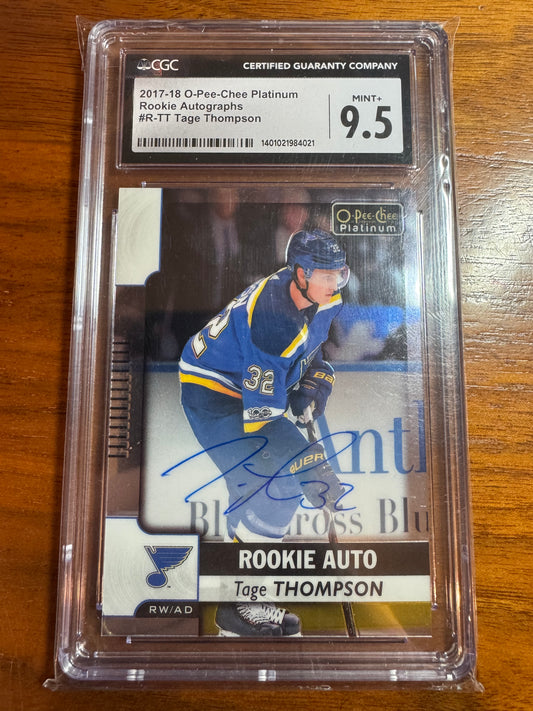 TAGE THOMPSON - 2017 O-Pee-Chee Platinum Rookie Auto #R-TT, CGC 9.5/10