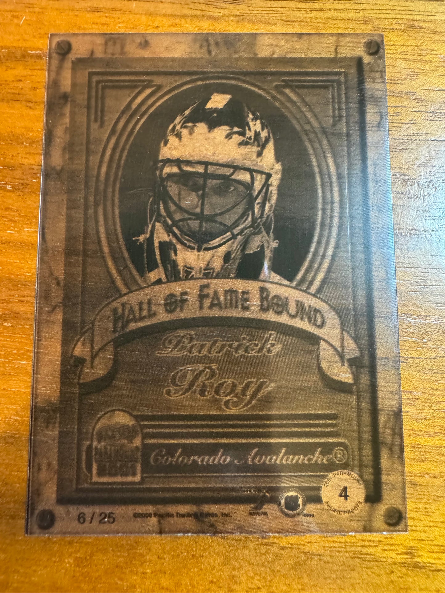 PATRICK ROY - 2000 Pacific Paramount Hall of Fame Bound PROOF #4, /25