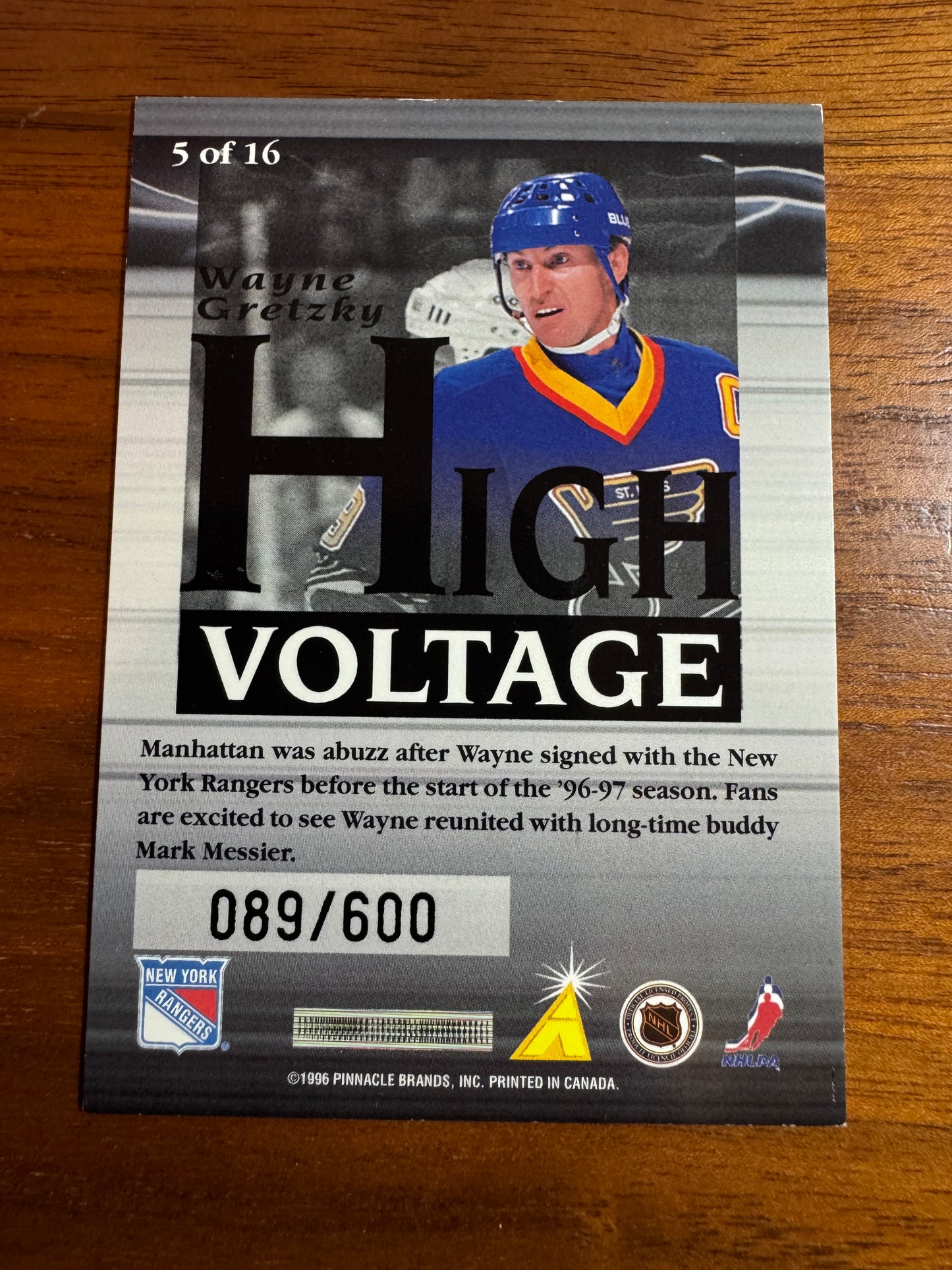 WAYNE GRETZKY - 1996 Pinnacle Summit High Voltage #5, /600