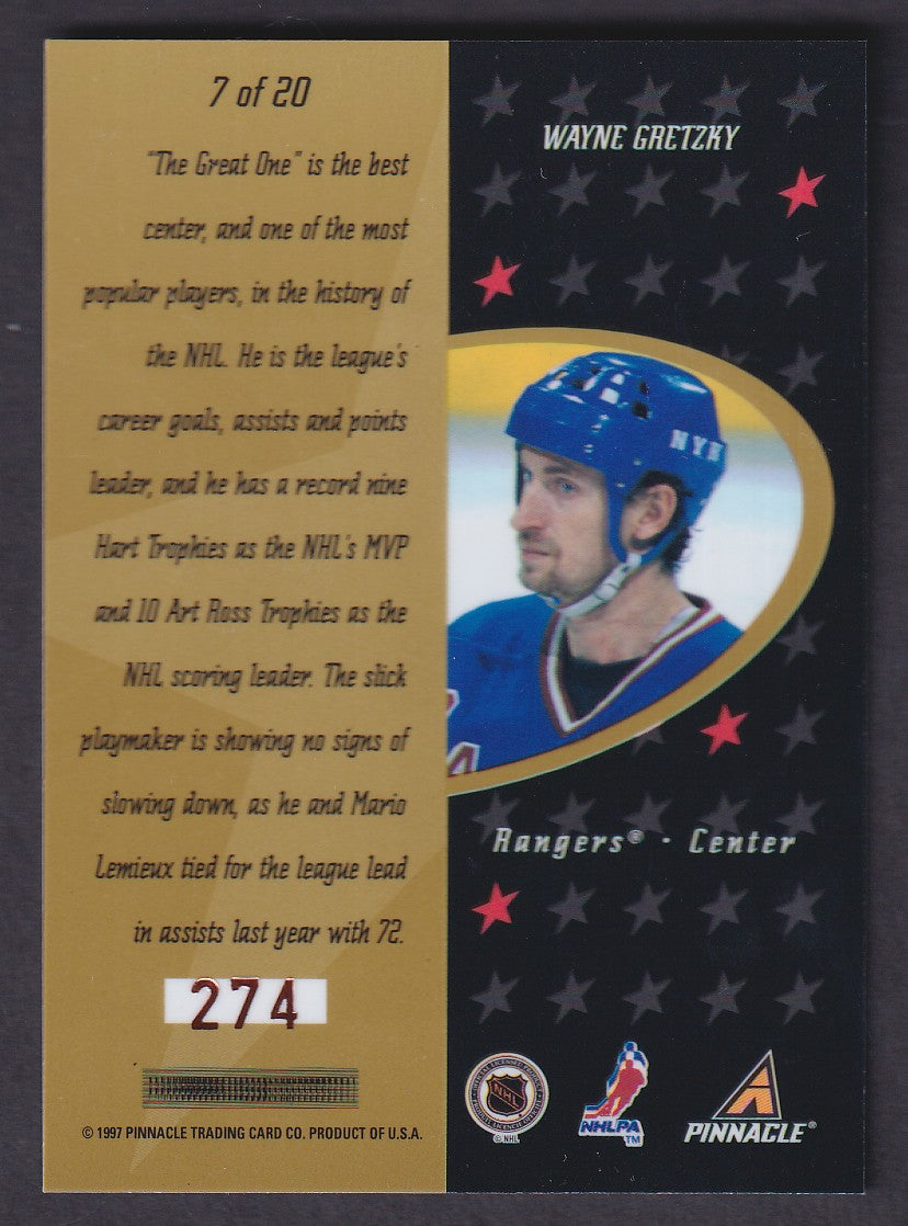 WAYNE GRETZKY - 1997 Pinnacle Certififed Gold Team #7, /300