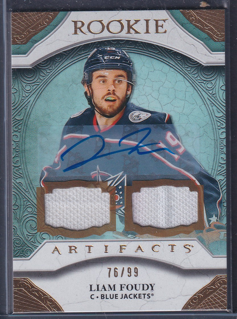 LIAM FOUDY - 2020 Upper Deck Artifacts Rookie Auto Dual Patch #162, /99