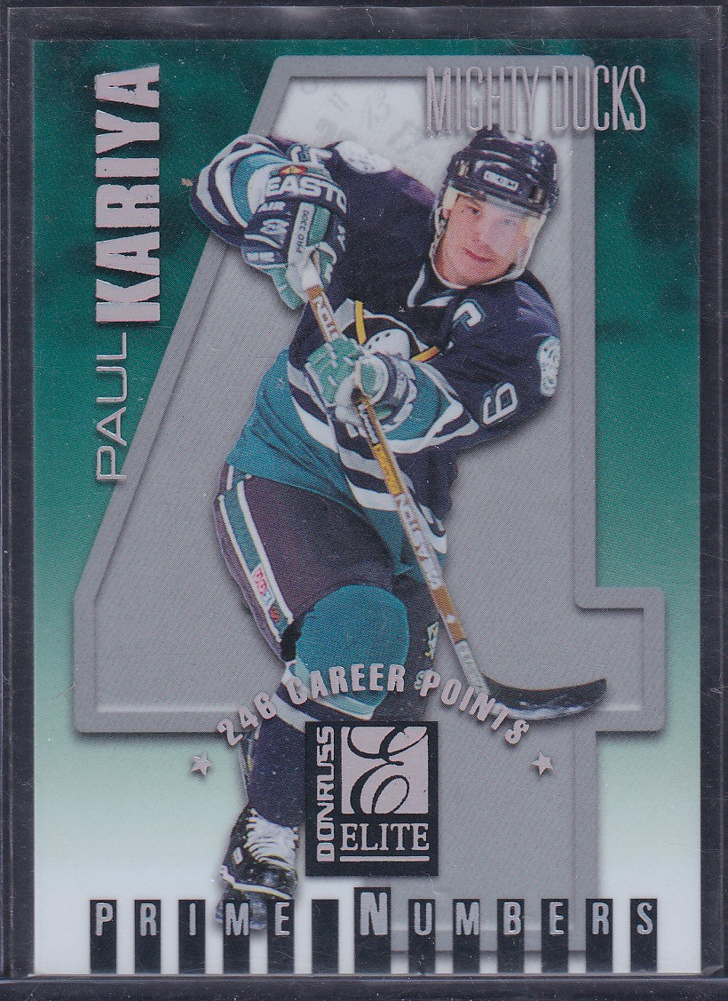 PAUL KARIYA - 1998 Donruss Elite Prime Numbers #5b, /246 (Print Run 206)