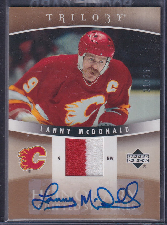 LANNY MCDONALD - 2006 UD Trilogy Honorary Scripted Swatches Auto #HSS-LM, /25