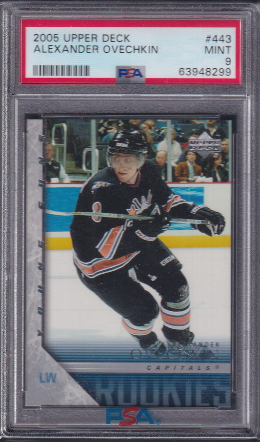 ALEXANDER OVECHKIN - 2005 Upper Deck Young Guns #443, PSA 9