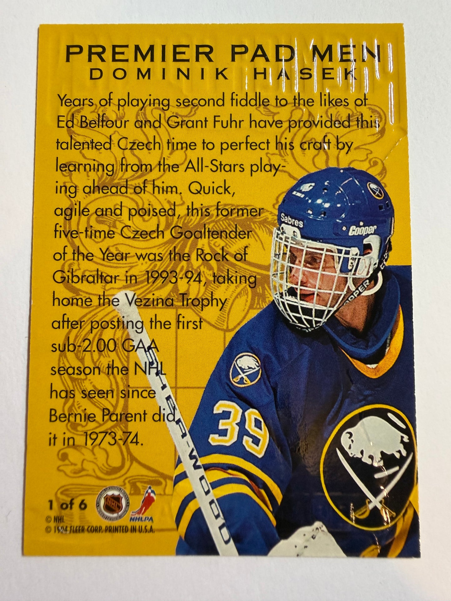 DOMINIK HASEK - 1994 Fleer Ultra Premier Pad Men #1