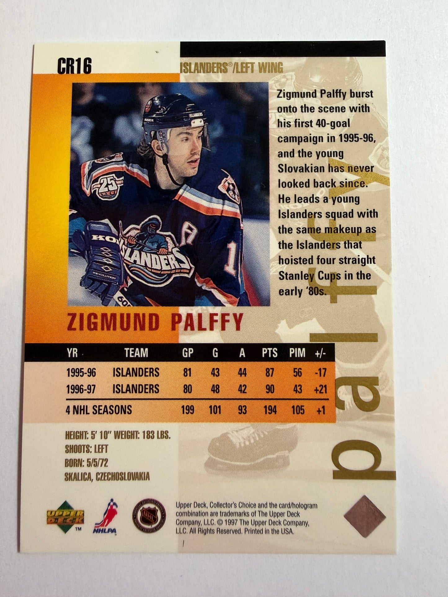 ZIGMUND PALFFY - 1997 UD Collector's Choice You Crash the Game Gold #CR16