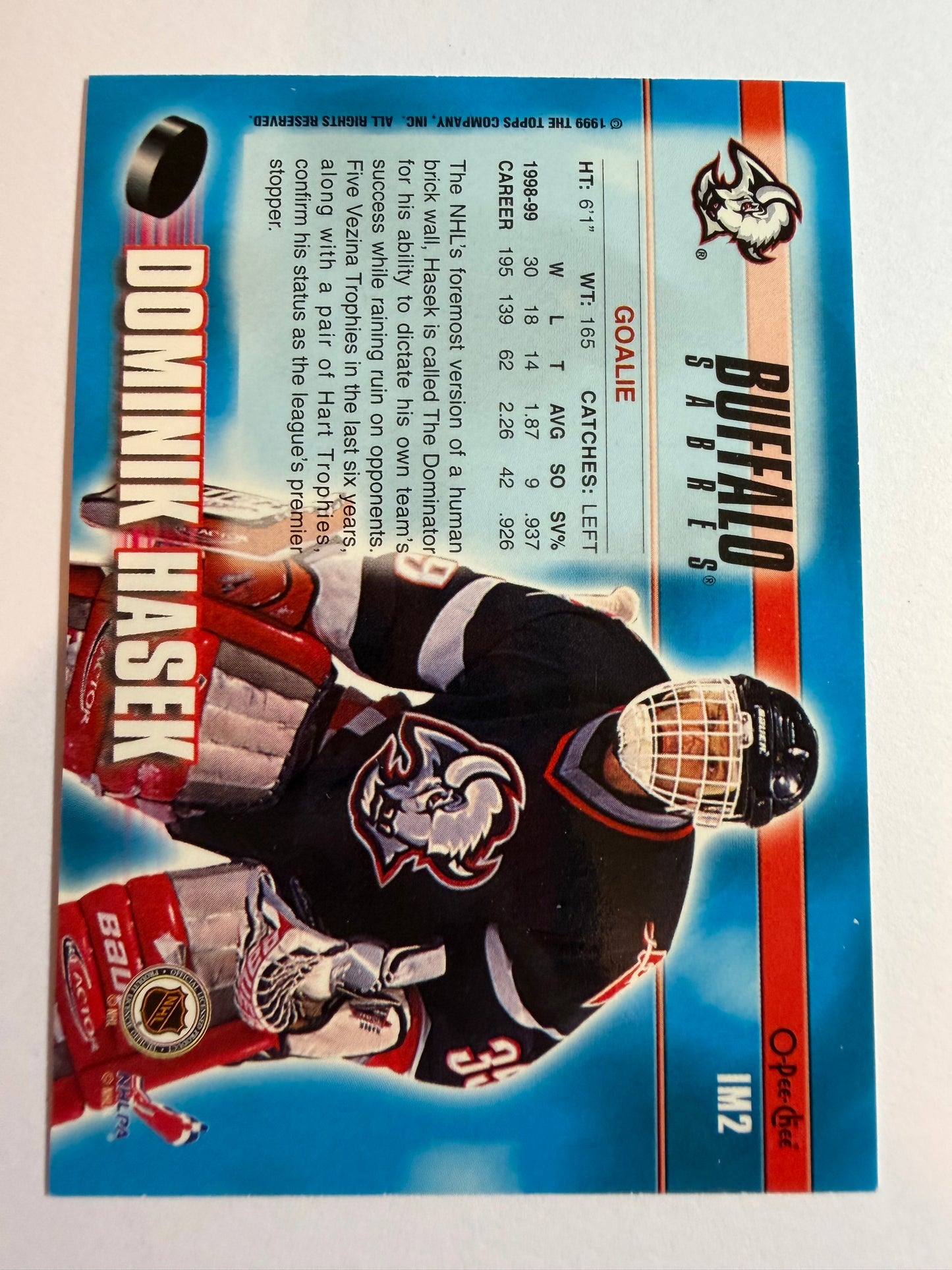 DOMINIK HASEK - 1999 O-Pee-Chee Ice Masters #IM2