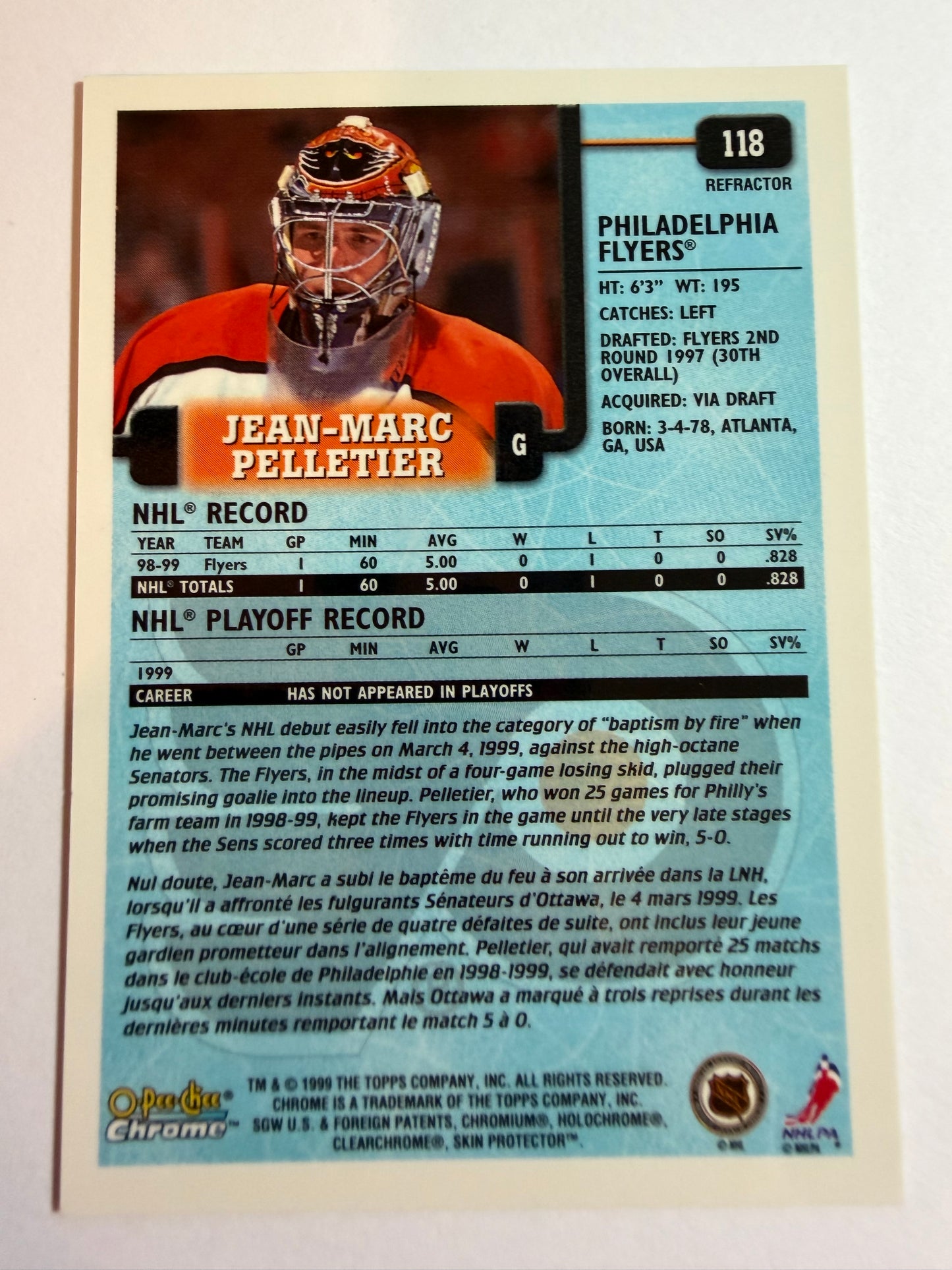 JEAN-MARC PELLETIER - 1999 O-Pee-Chee Chrome Refractor #118