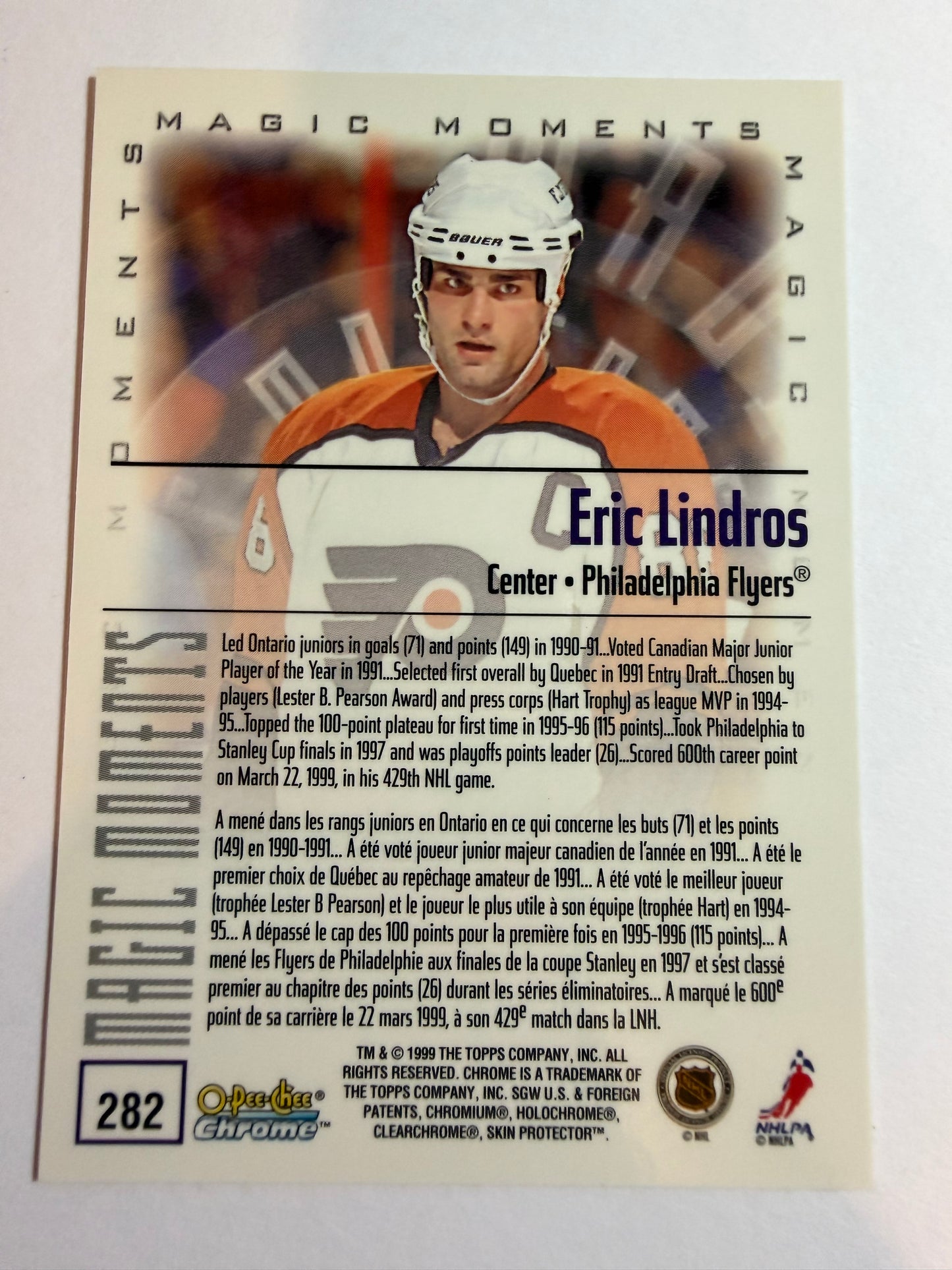 ERIC LINDROS - 1999 O-Pee-Chee Chrome Magic Moments #282