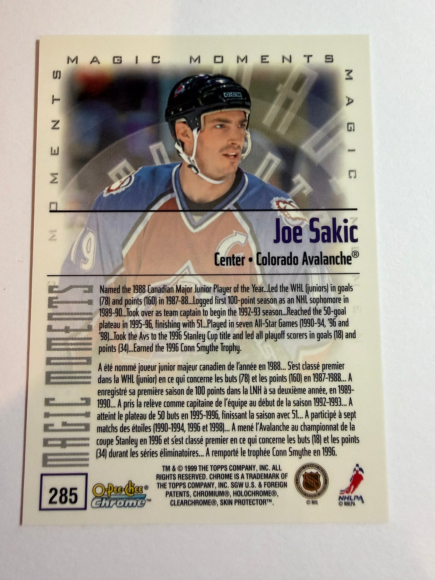 JOE SAKIC - 1999 O-Pee-Chee Chrome Magic Moments #285