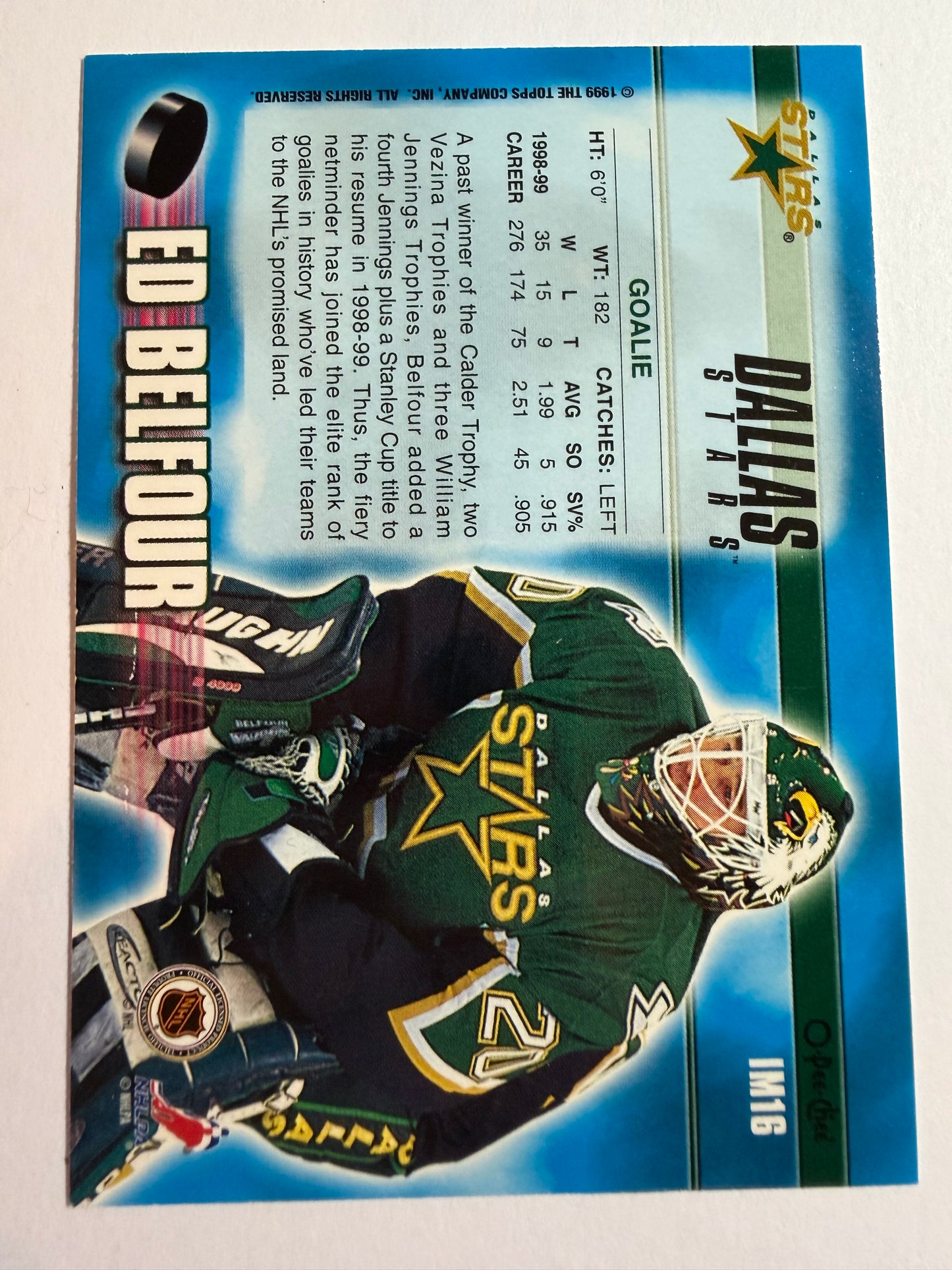 ED BELFOUR - 1999 O-Pee-Chee Ice Masters #IM16