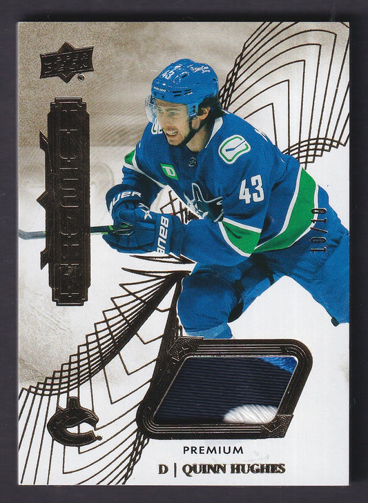 QUINN HUGHES - 2022 Upper Deck Premier Premium Patch #48, /10