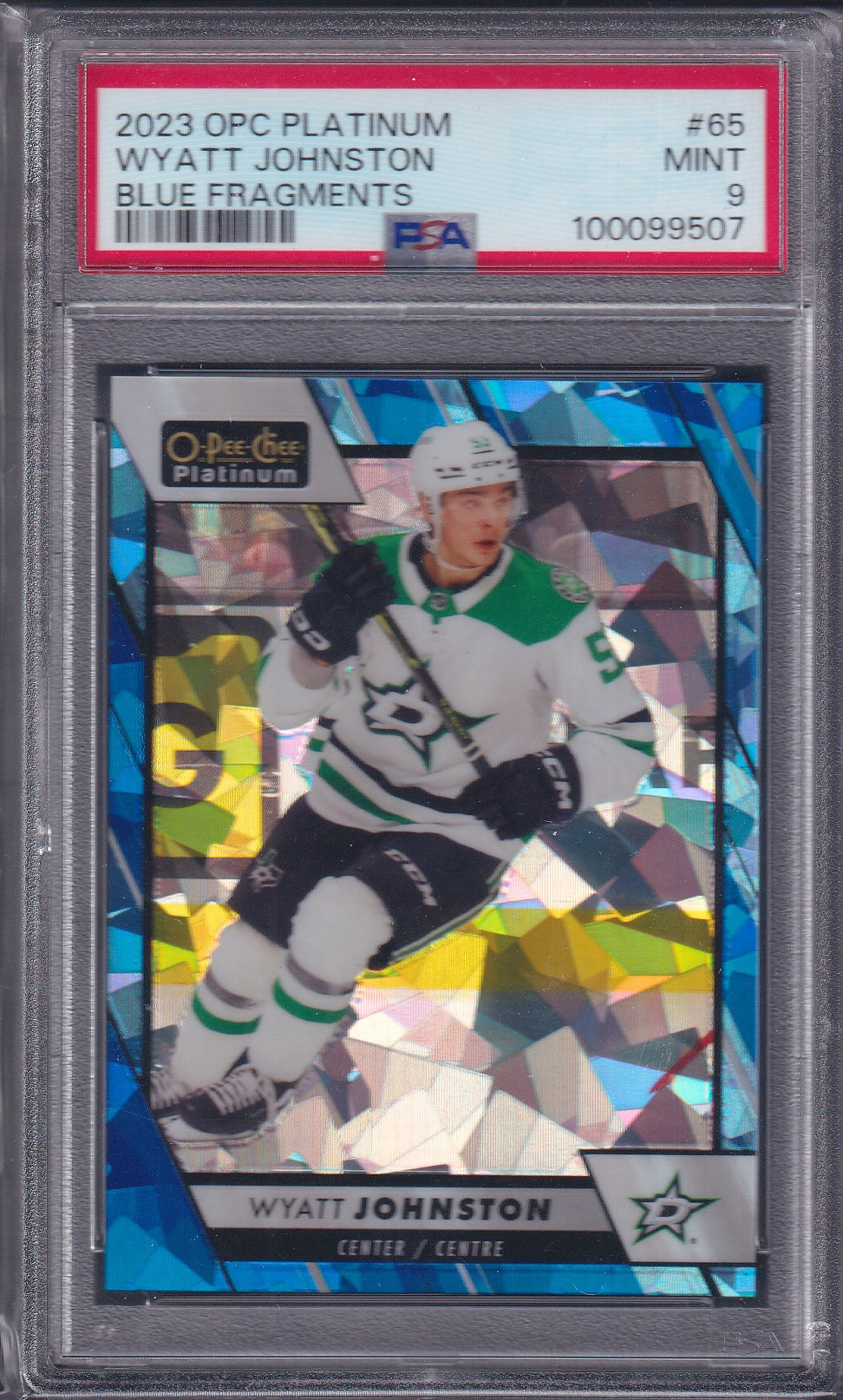 WYATT JOHNSTON - 2023 O-Pee-Chee Platinum BLUE FRAGMENT #65, /125, PSA 9