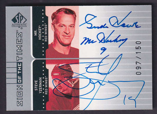 HOWE / YZERMAN - 2001 UD SP Authentic Sign of the Times Auto #HY, /150