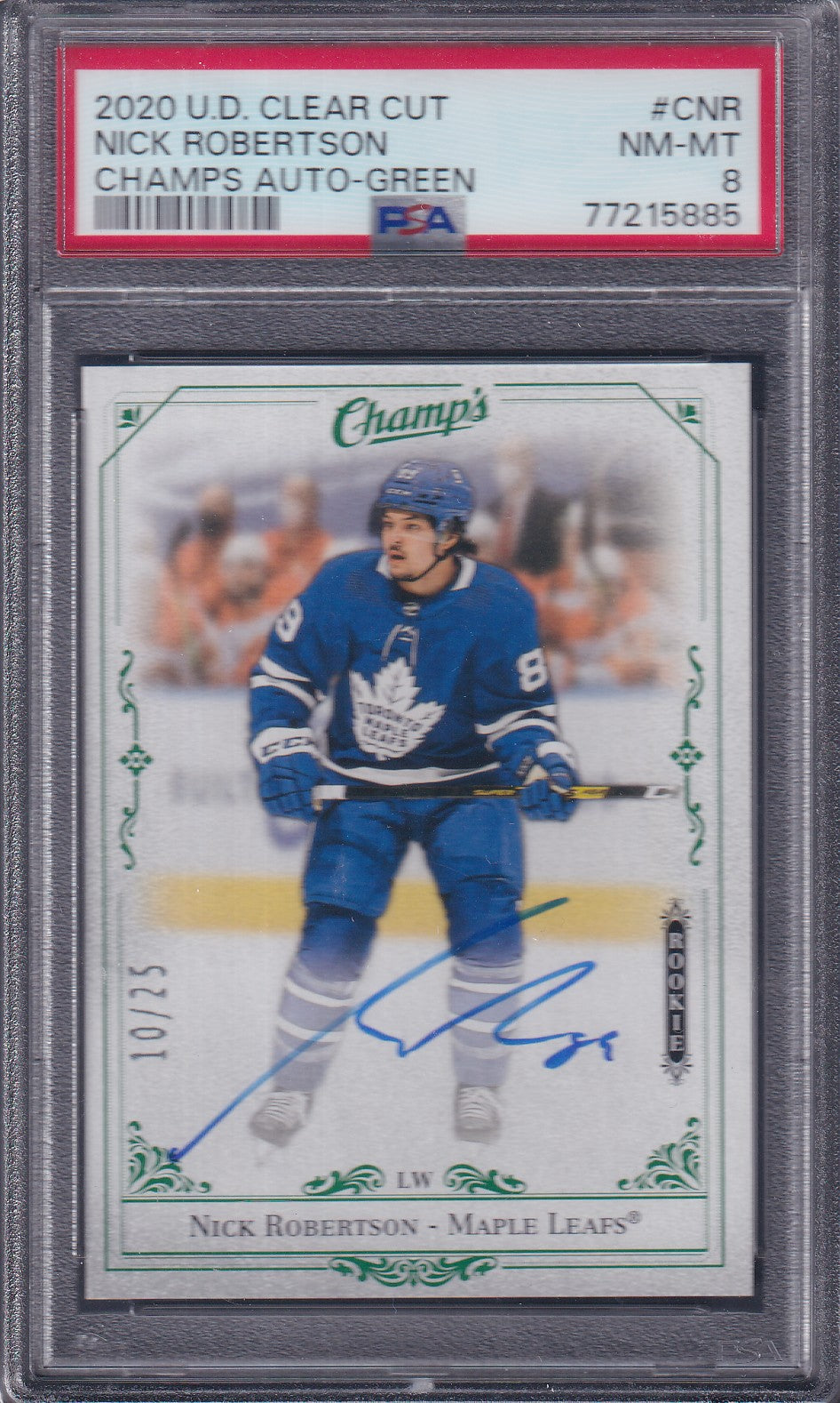 NICK ROBERTSON - 2020 UD Clear Cut Champs Rookie Auto #C-NR, /25, PSA 8