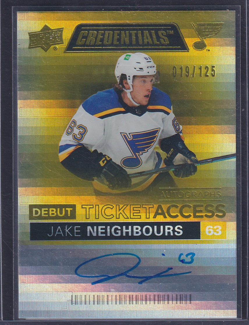 JAKE NEIGHBOURS - 2021 Upper Deck Credentials Debut Ticket Access Auto /125