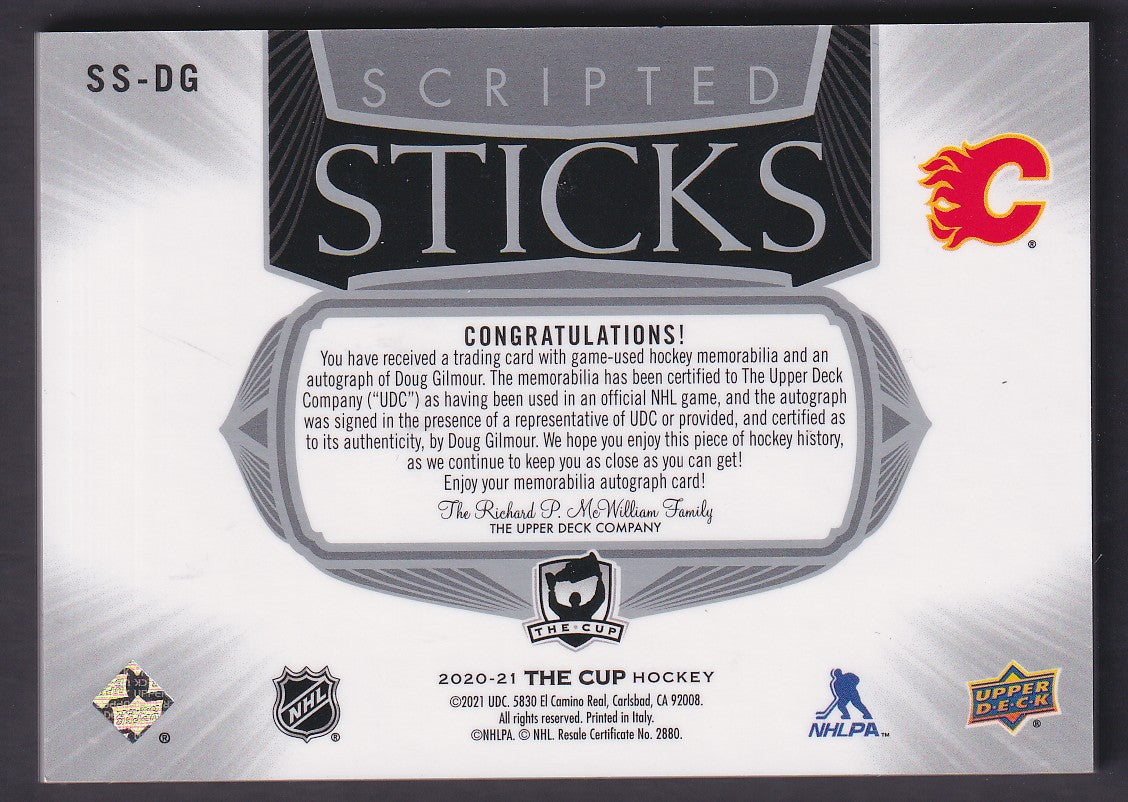 DOUG GILMOUR - 2020 The Cup Scripted Sticks Auto #SS-DG, /15