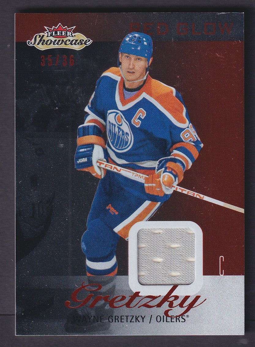WAYNE GRETZKY - 2013 Fleer Showcase Red Glow Jersey Patch #31, /36