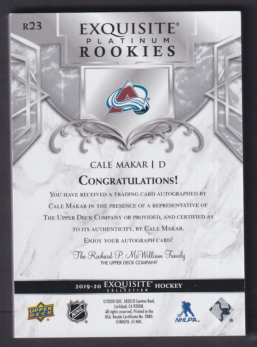 CALE MAKAR - 2019 Upper Deck Exquisite Rookies Auto #R23, /99