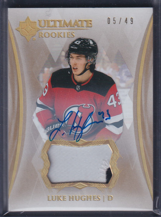 LUKE HUGHES - 2023 UD Ultimate Rookies Auto Patch #102, /49