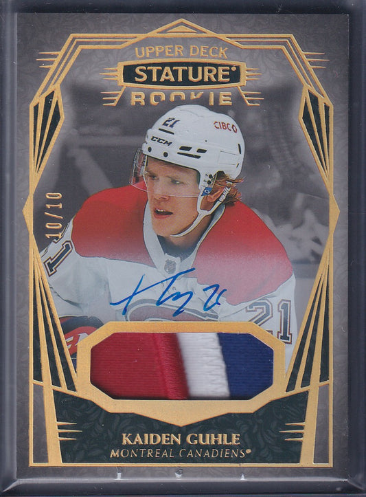KAIDEN GUHLE - 2022 Upper Deck Stature Rookie Auto Patch #139, /10, SEE BOTTOM