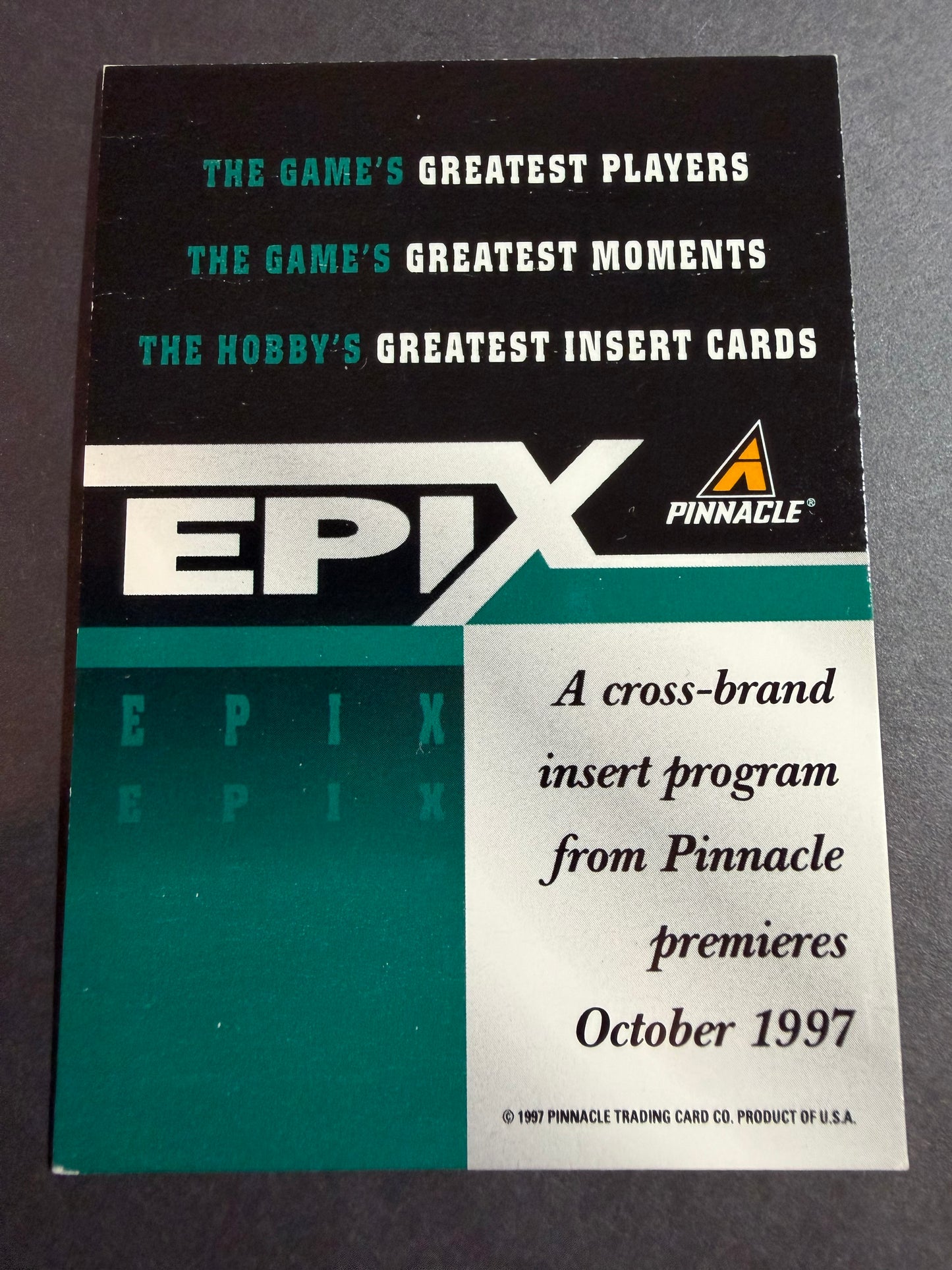 1997 Pinnacle Epix EMERALD Promo Redemption Card