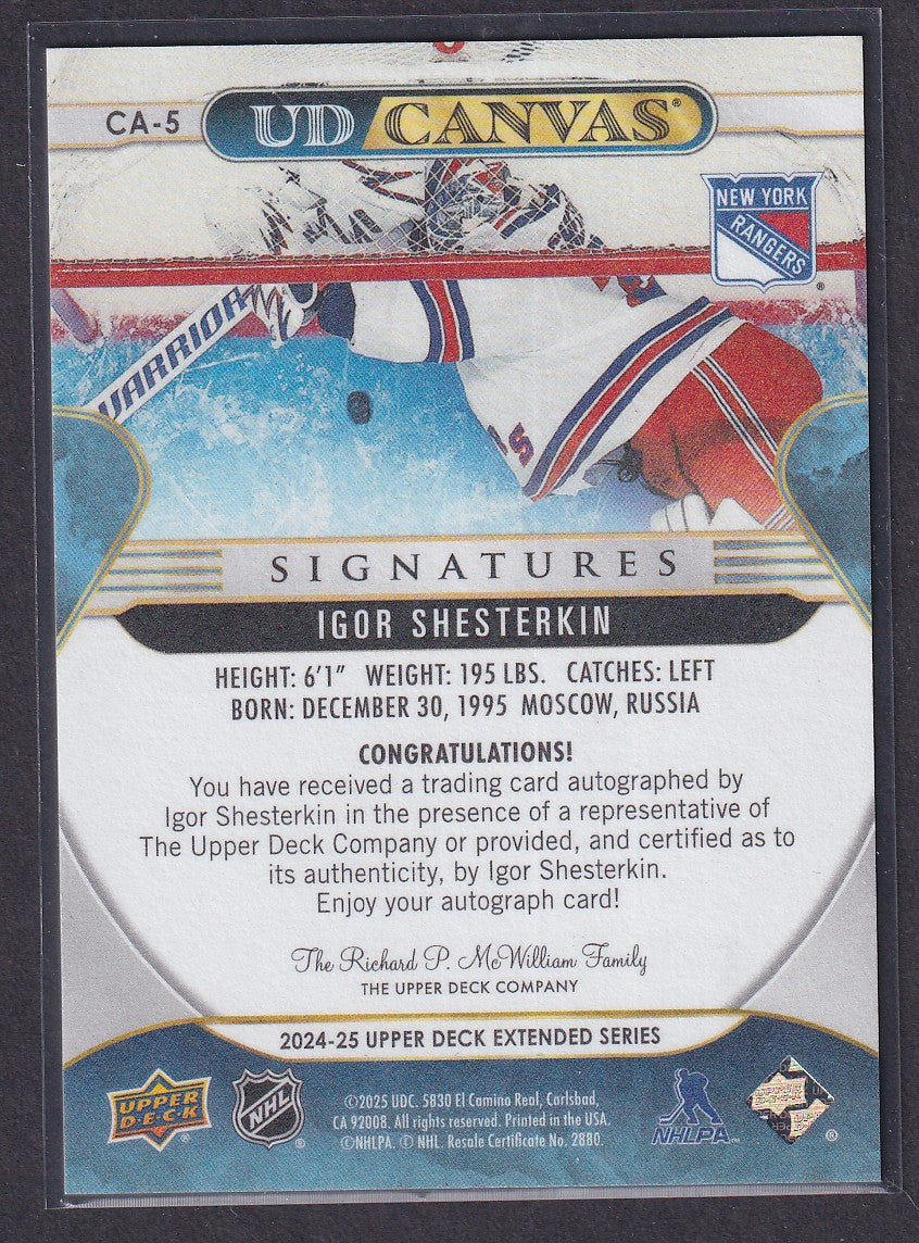 IGOR SHESTERKIN - 2024 Upper Deck UD Canvas Auto #CA-5, /25 Achievement