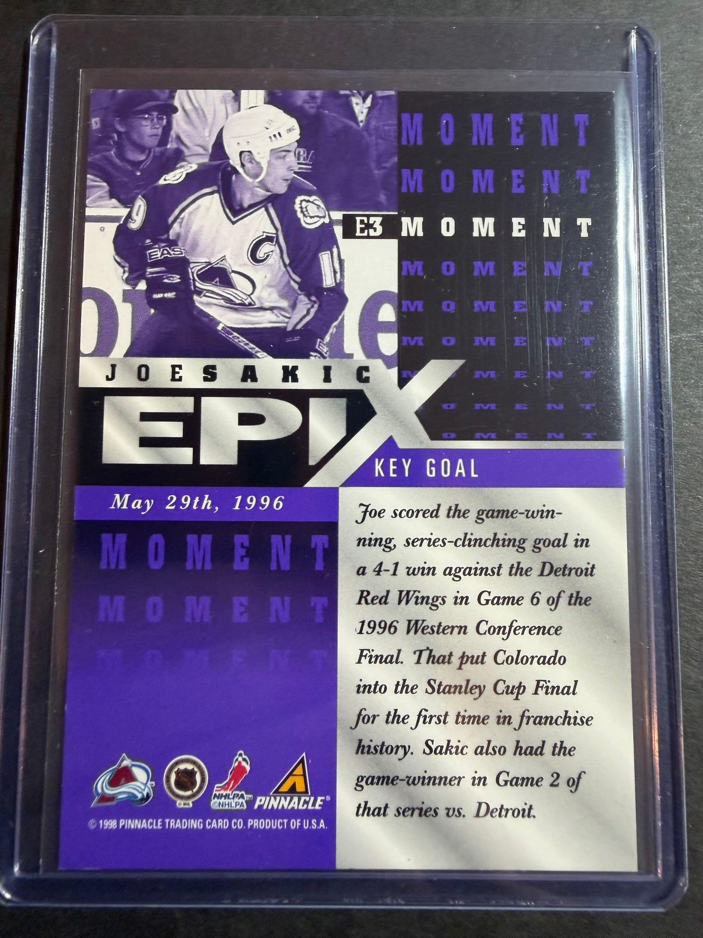 JOE SAKIC - 1997 Pinnacle Epix COMPLETE SET, w/ Moment, Season, Game, Play