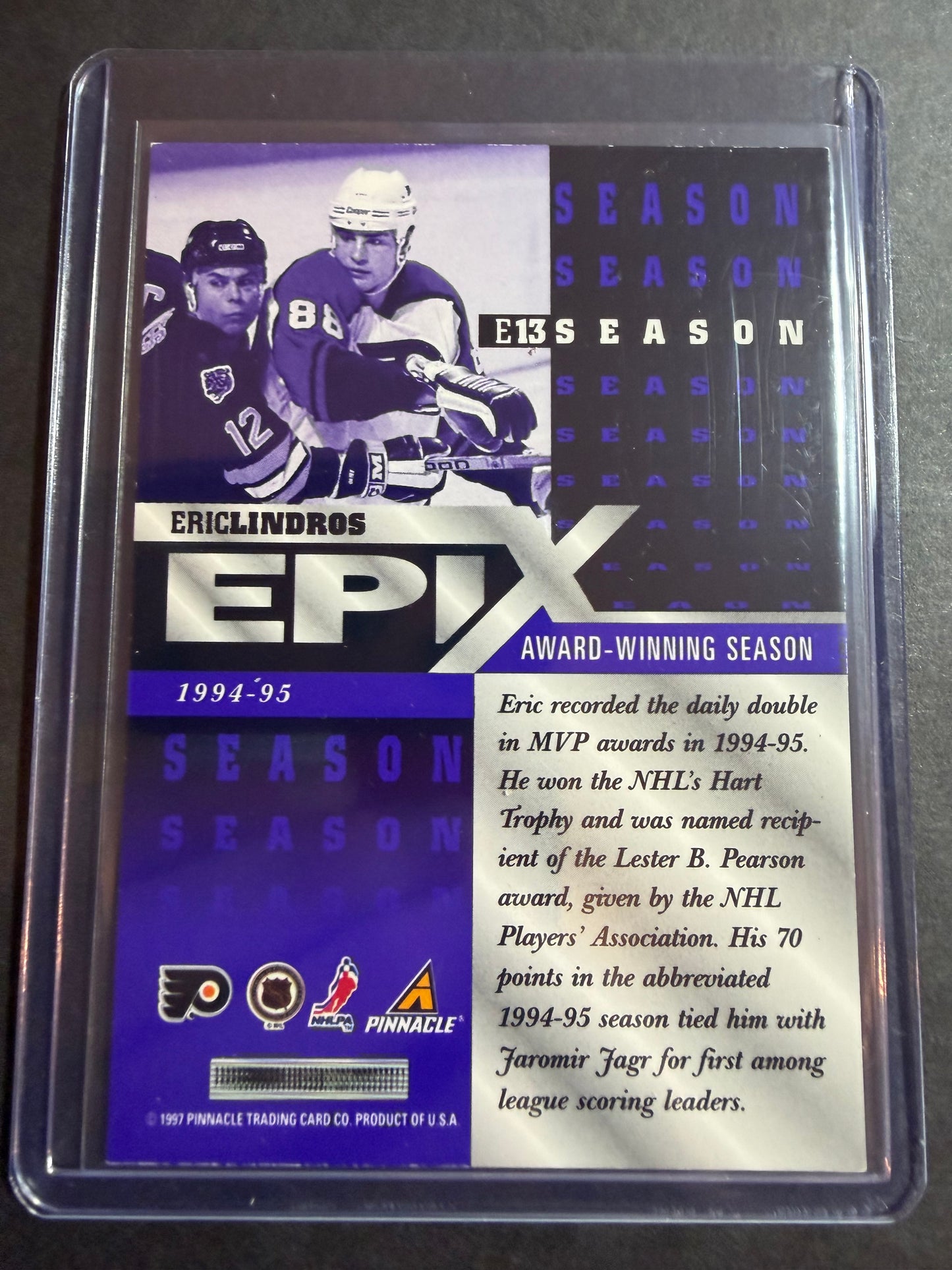 ERIC LINDROS - 1997 Pinnacle Epix COMPLETE SET, w/ Moment, Season, Game, Play