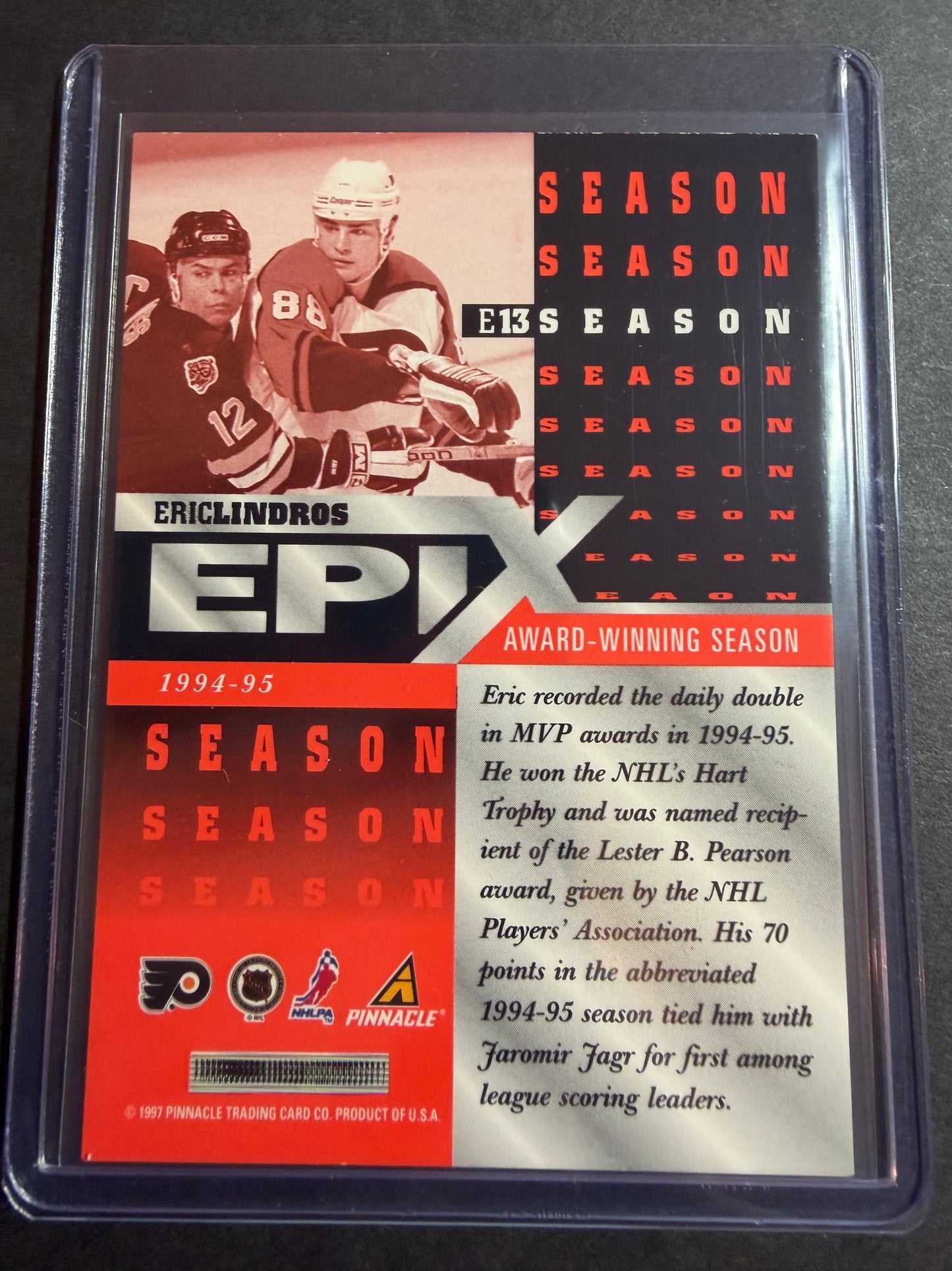 ERIC LINDROS - 1997 Pinnacle Epix COMPLETE SET, w/ Moment, Season, Game, Play