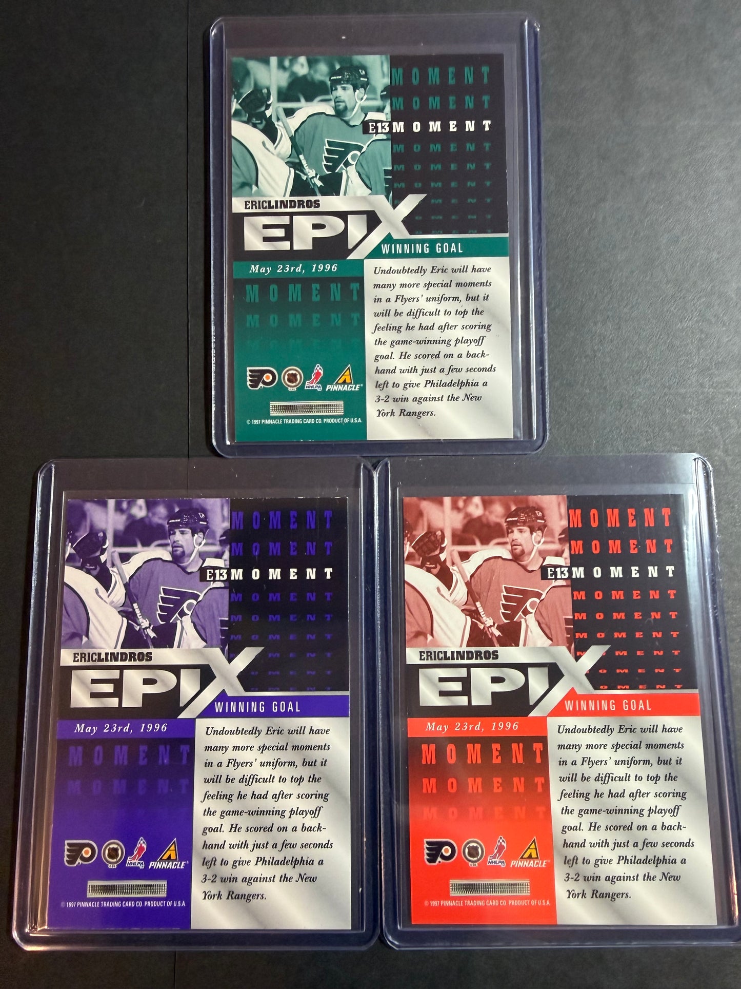 ERIC LINDROS - 1997 Pinnacle Epix COMPLETE SET, w/ Moment, Season, Game, Play