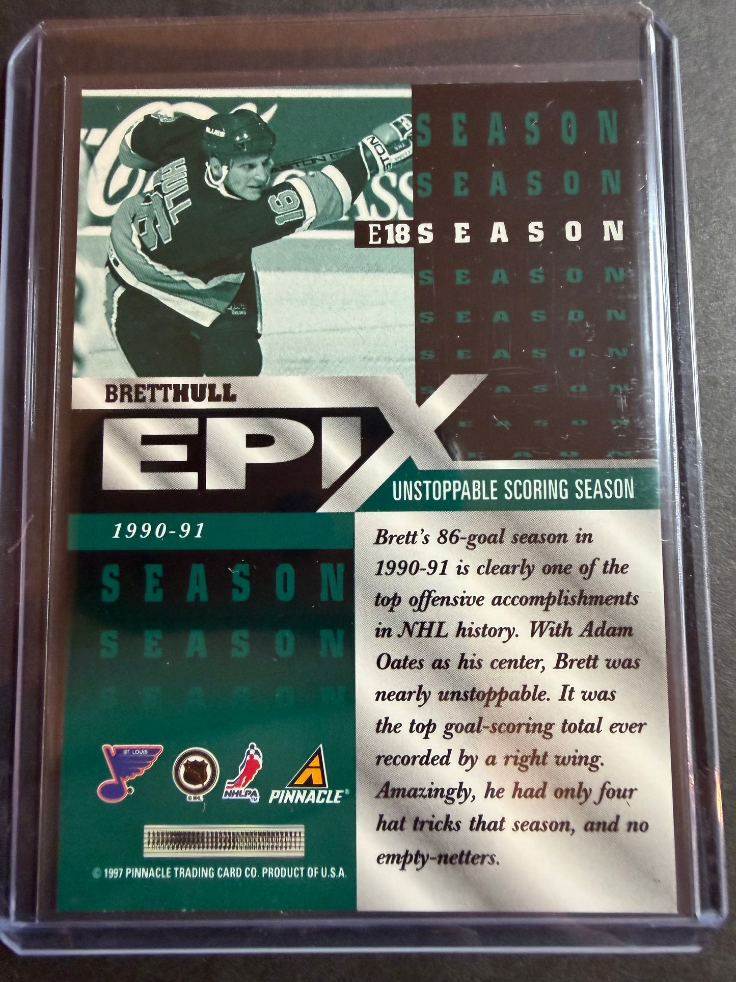 BRETT HULL - 1997 Pinnacle Epix COMPLETE SET, w/ Moment, Season, Game, Play