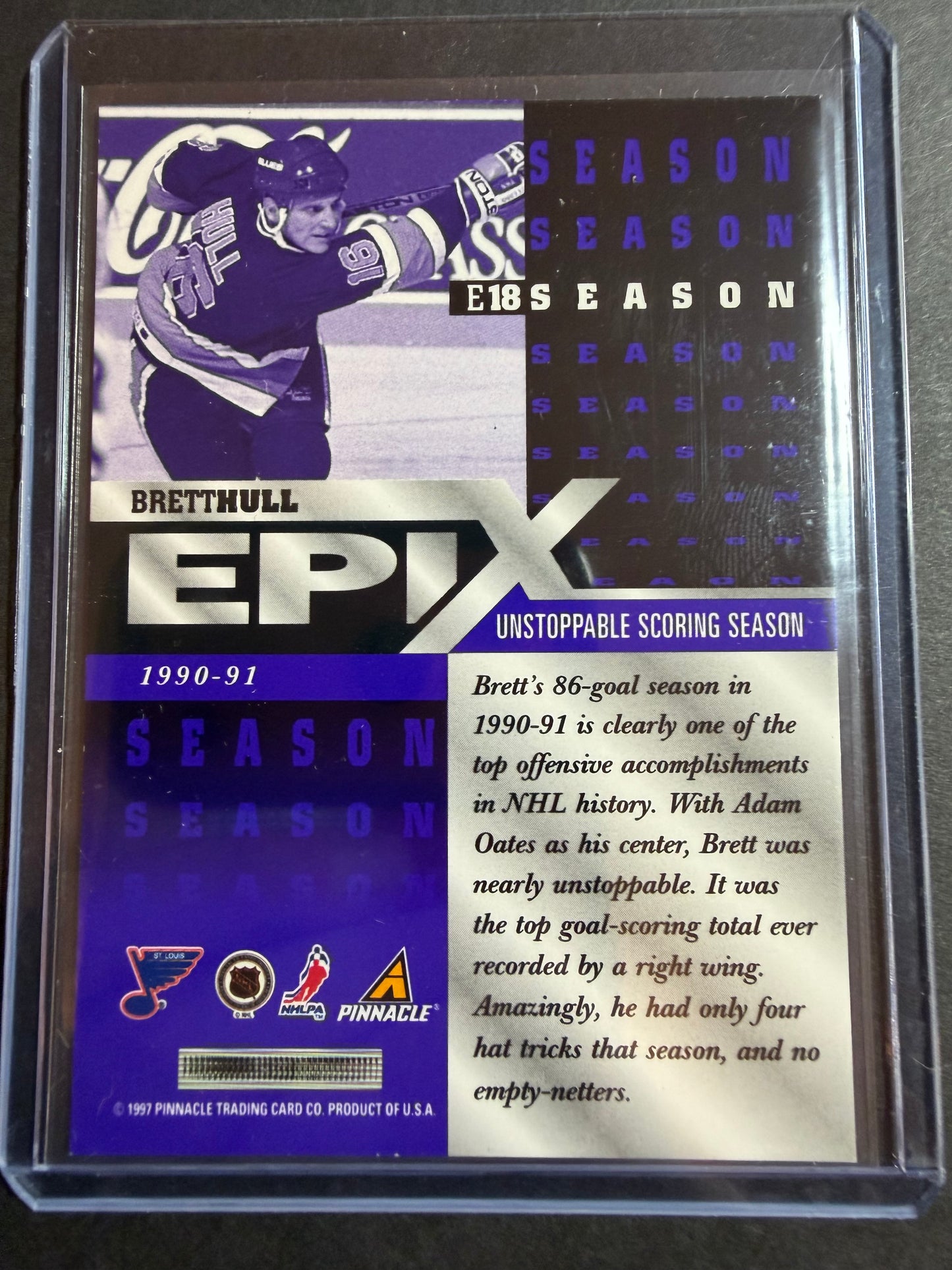 BRETT HULL - 1997 Pinnacle Epix COMPLETE SET, w/ Moment, Season, Game, Play
