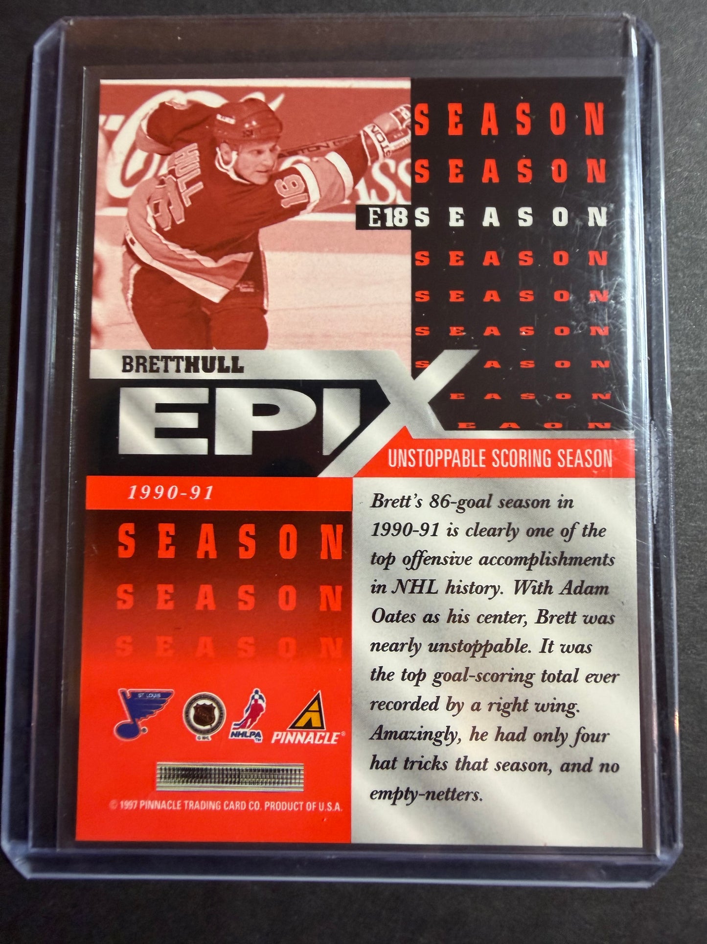 BRETT HULL - 1997 Pinnacle Epix COMPLETE SET, w/ Moment, Season, Game, Play