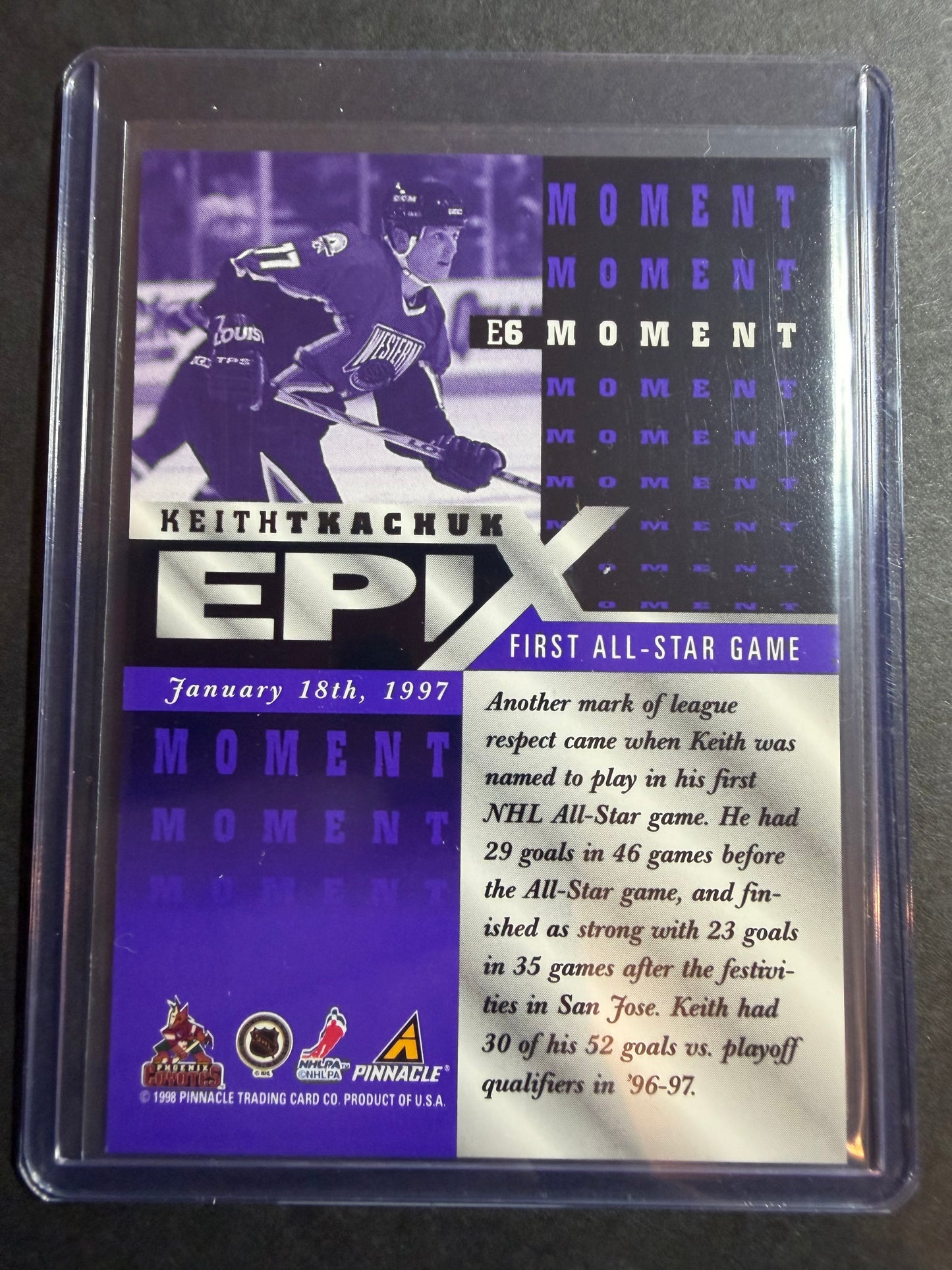KEITH TKACHUK - 1997 Pinnacle Epix COMPLETE SET, w/ Moment, Season, Game, Play